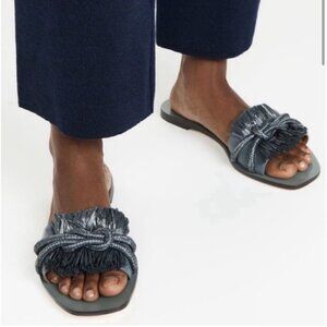Tory Burch Rope Flat Slides Size 9 Blue